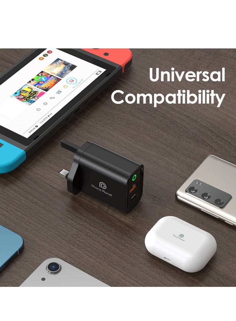 Phone Planet 30W Dual Type C 3.0 Wall Charger for Fast Charging of Galaxy Phones iPhones and Other Smartphones Black - Image 5