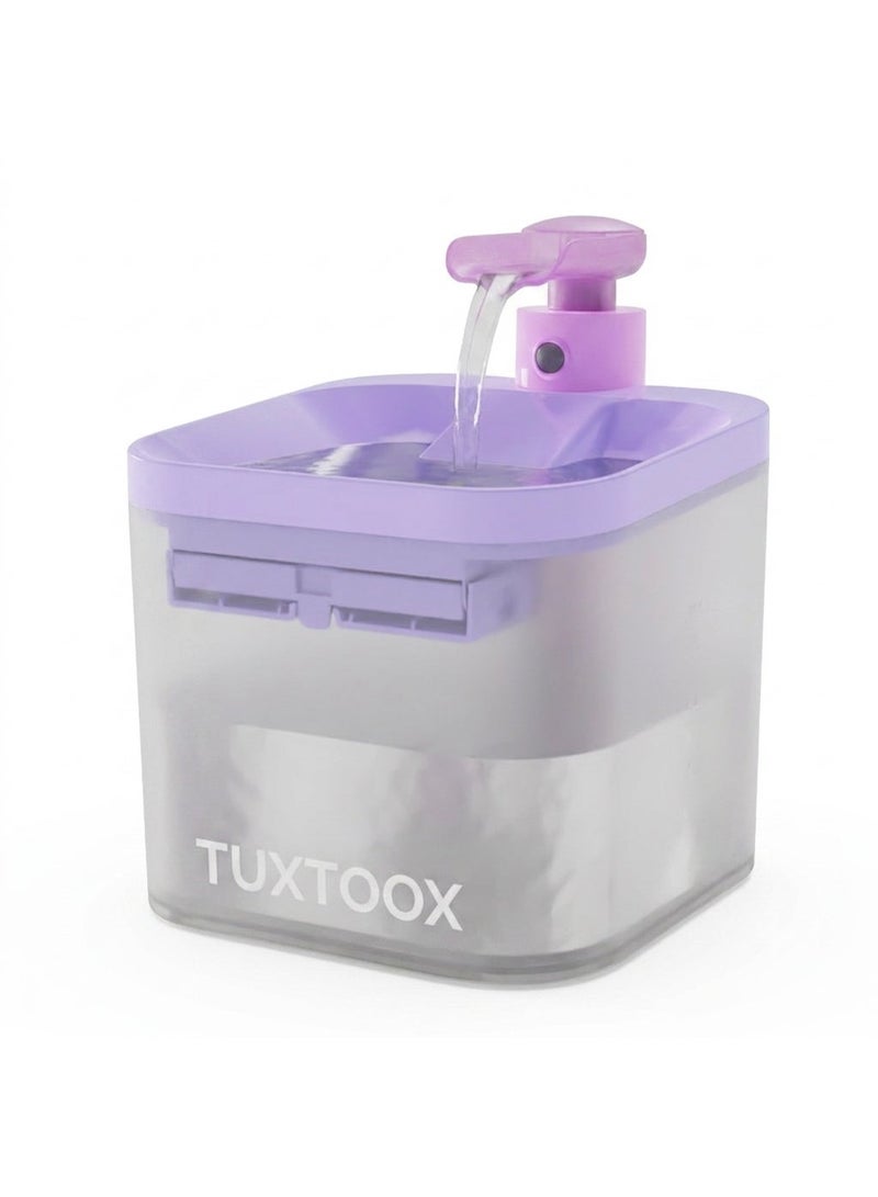 TUXTOOX Cat Water Fountain Wireless, 74.4oz/2.2L Cordless Pet Water Fountains for Cats Dogs, 4400mAh Battery Operated Cat Drinking Fountain, Ultra Quiet Pump, BPA-Free (Purple) - Image 1