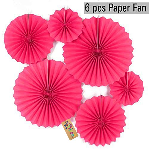 Western Era Paper Fan Party Decoration Set for Baby Shower Photo Booth Wedding Birthday Party Pack of 6 Pink