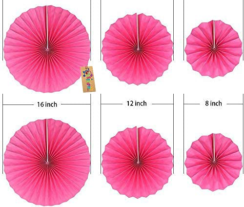 Western Era Paper Fan Party Decoration Set for Baby Shower Photo Booth Wedding Birthday Party Pack of 6 Pink