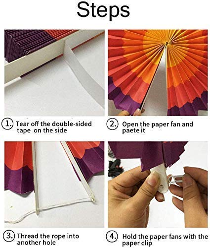 Western Era Paper Fan Party Decoration Set for Baby Shower Photo Booth Wedding Birthday Party Pack of 6 Pink