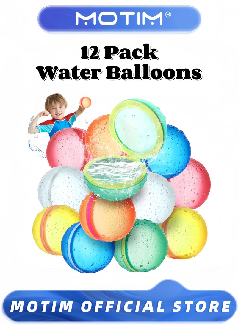 Motim 12 Pack Water Balloons Kids Toys QuickFill and Reusable Self-Sealing Balloons for Swimming Pool & Beach & Outdoor & Birthday Party Decorations - Image 1