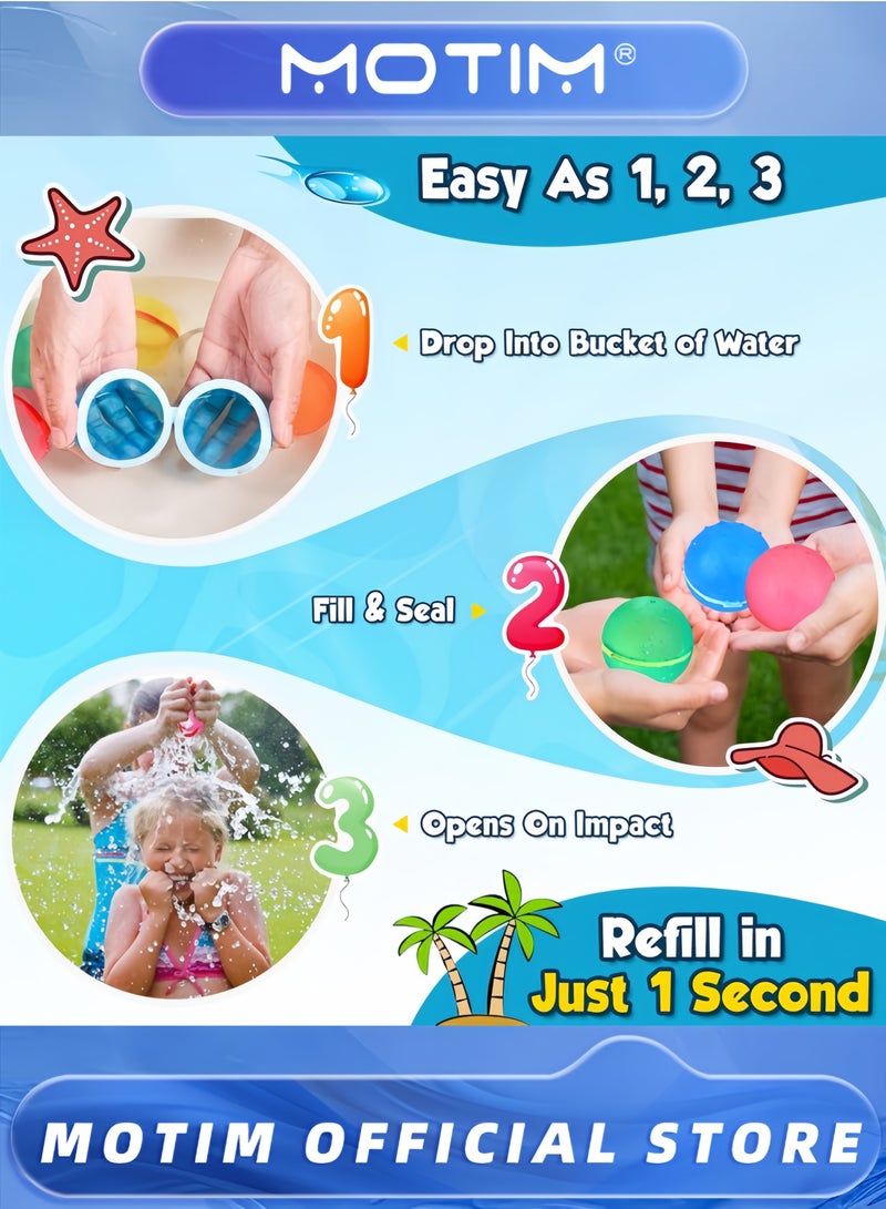 Motim 12 Pack Water Balloons Kids Toys QuickFill and Reusable Self-Sealing Balloons for Swimming Pool & Beach & Outdoor & Birthday Party Decorations - Image 2