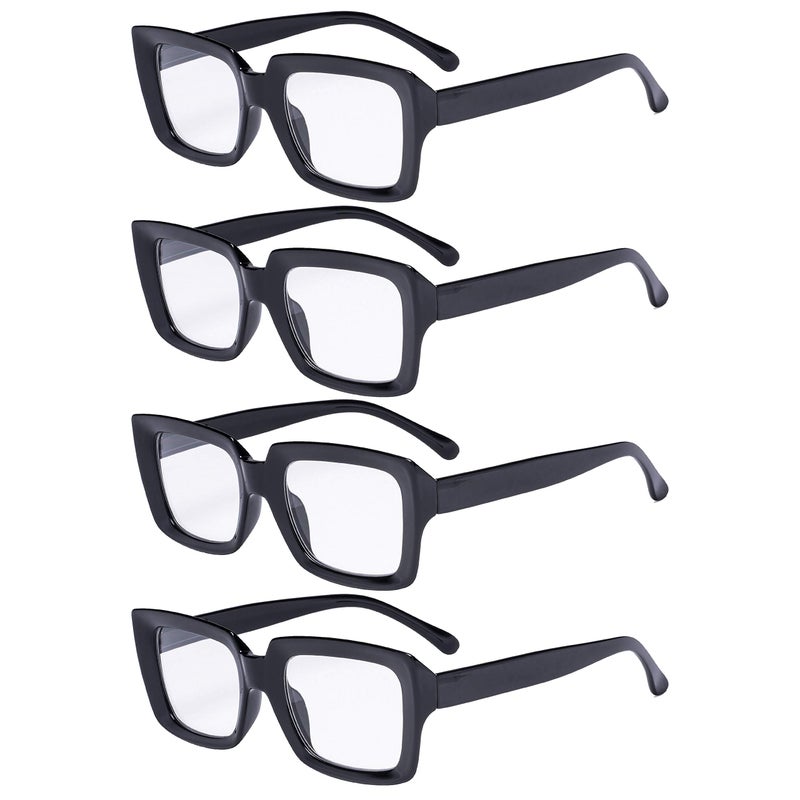 آي كيبر Eyekepper 4 Pack Syng Reading Classes Women - قراءات مربعة كبيرة الحجم أسود - Image 1