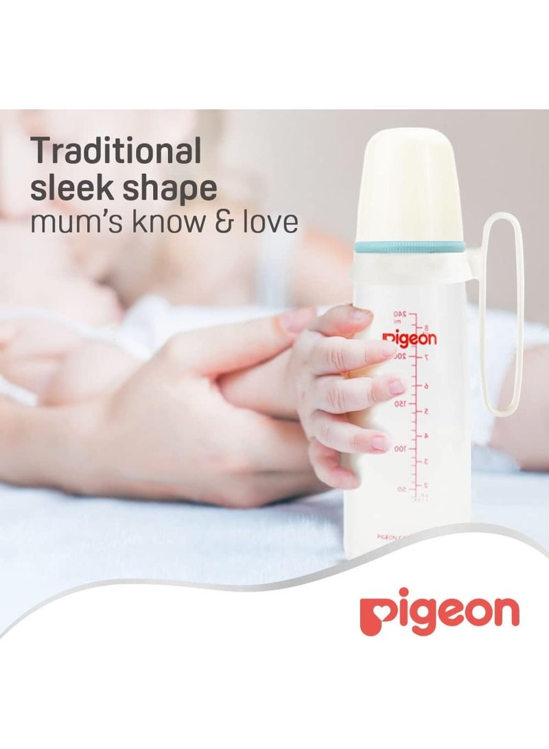 pigeon Pigeon Slim Neck Plastic Bottle White Cap Ultra Soft Silicone Nipple Bpa & Bps Free 240ml - Image 2