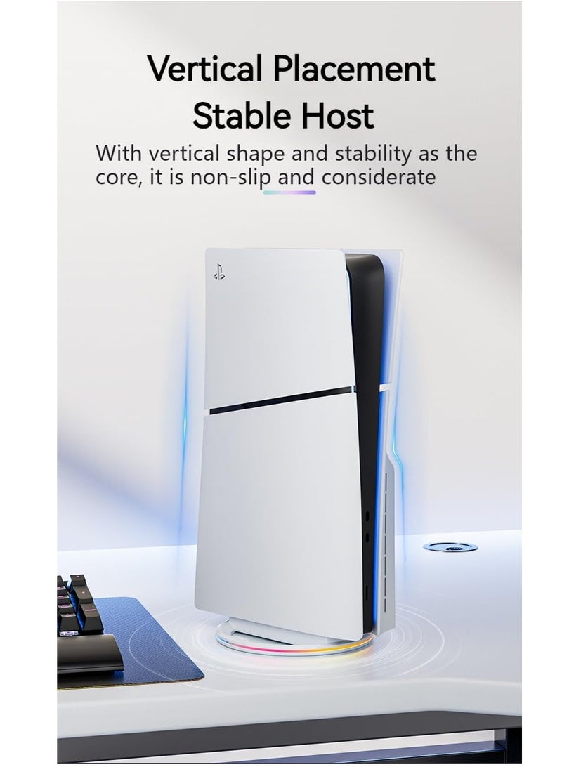 SYOSI Vertical Stand Compatible with PS5 Slim & PS5 Console - RGB Colorful Light Base Stand is Universal for PS5 Slim & PS5 Digital/Disc Editon, PS5 Slim/ PS5 Accessories with Screw＆ USB Cable - Image 5