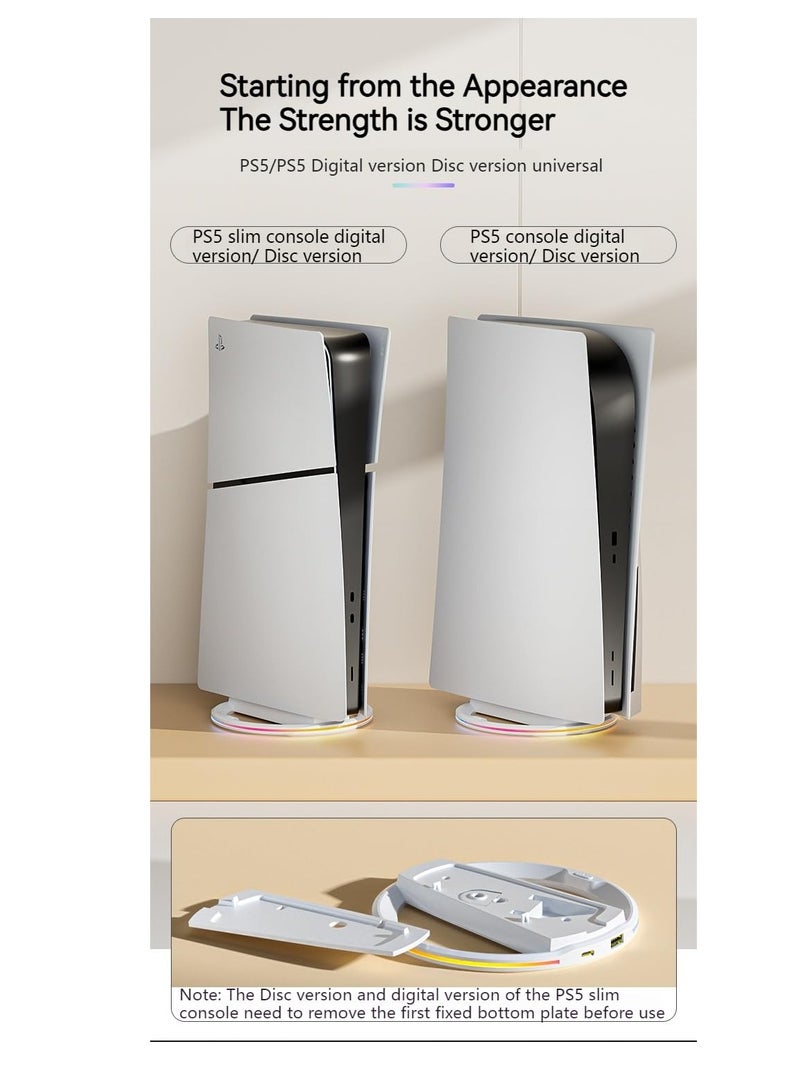 SYOSI Vertical Stand Compatible with PS5 Slim & PS5 Console - RGB Colorful Light Base Stand is Universal for PS5 Slim & PS5 Digital/Disc Editon, PS5 Slim/ PS5 Accessories with Screw＆ USB Cable - Image 3