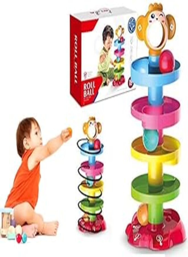 MR Roll Ball Tower for Toddlers, Ball Drop and Roll Swirling Tower Educational Brain Development Toy Activity & Learning Monkey Toys for Kids Best Gift for Children(5 Layer) Set of 1