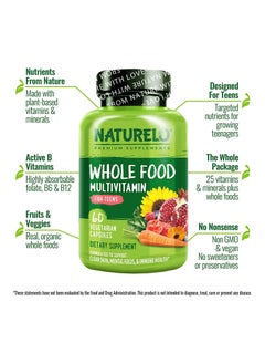NATURELO Whole Food Multivitamin For Teens - Formulated to support Clean Skin, Mental Focus & Immune Health -60 Vegetarian Capsules Dietary Supplement  - Image 4