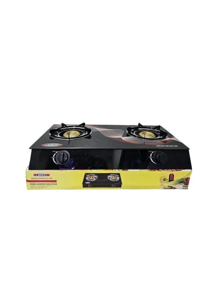 2 Burner Low Gas   Consumption Automatic Glass Stove Black and Red  - Image 5