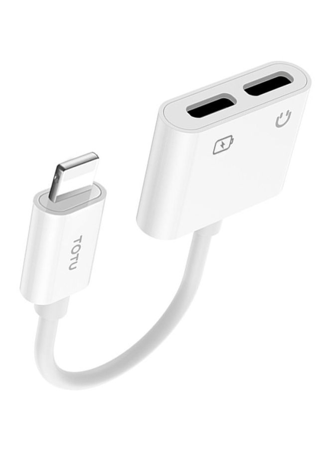 NIBEMINENT 2-In-1 Dual Lightning Audio Converter Plus Splitter Earphone Aux Cable White - Image 2
