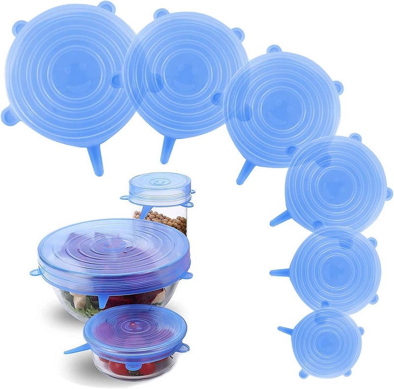 smrtcol Silicone Stretch Lids – 6 Pack Reusable Food Covers,Flexible Silicone for Bowls, Containers, Fruits – Airtight & Leakproof Seal for Kitchen Storage(blue) - Image 1