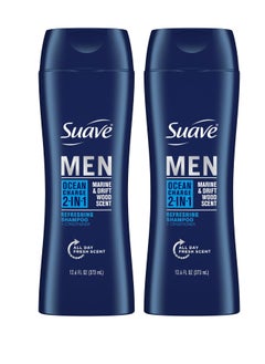 Suave Suave Men Shampoo and Conditioner 2 in 1 Ocean Charge – Vitamin & Moisture-Rich Mens Shampoo and Conditioner Set in One Recyclable Bottle, Fresh, Clean Scent, 12.6 Oz Ea (Pack of 2)  - Image 1