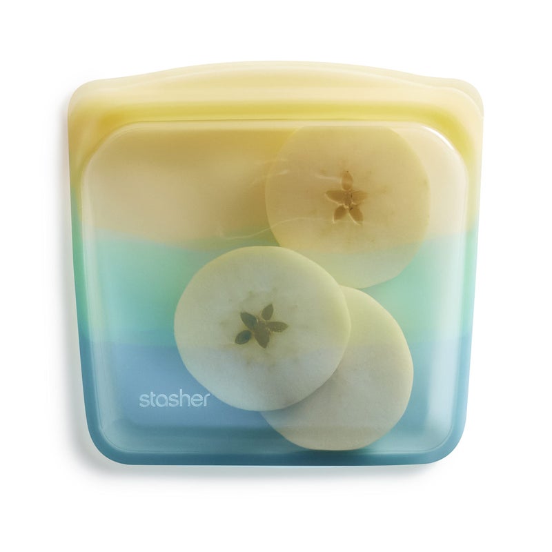 Stasher Premium Silicone Reusable Food Storage Sandwich Bag Yellow Sea Microwave Sous Vide Dishwasher Oven and Freezer Safe BPA Free Leakfree Ecofriendly 28 Oz