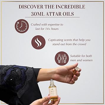 DUKHNI Oud al Ibtisam Attar Oil by Dukhni Arab perfume oils for men and women 30ml Pure roll on perfume scents Arabian oud oil fragrances Eid Ramadan Gift Vegan Islamic Fragrances - Image 2