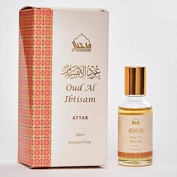 DUKHNI Oud al Ibtisam Attar Oil by Dukhni Arab perfume oils for men and women 30ml Pure roll on perfume scents Arabian oud oil fragrances Eid Ramadan Gift Vegan Islamic Fragrances - Image 1