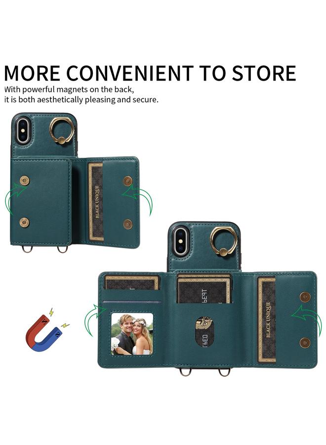 S-TOP Case For iPhone X / XS Crossbodys Card Bag Ring Holder Leather Phone Case - Image 5