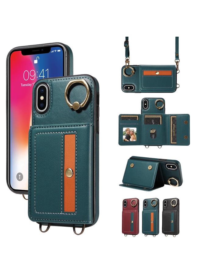 S-TOP Case For iPhone X / XS Crossbodys Card Bag Ring Holder Leather Phone Case - Image 1