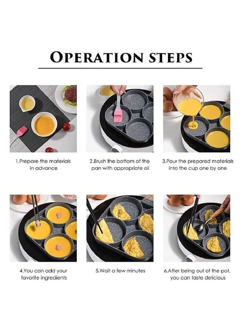 ELTERAZONE Non-Stick Frying Pan with 4 Hole Pancake Pan Fried Egg Burger Pan - Image 4