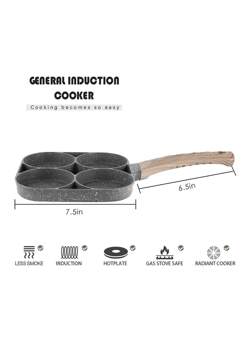 ELTERAZONE Non-Stick Frying Pan with 4 Hole Pancake Pan Fried Egg Burger Pan - Image 3