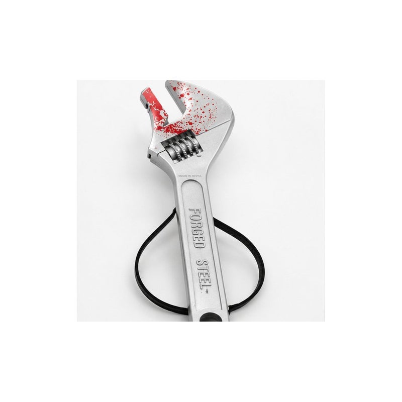 Zombie Wrench Headband Halloween Costume Accessory, Silver with Blood Splatter - Image 2