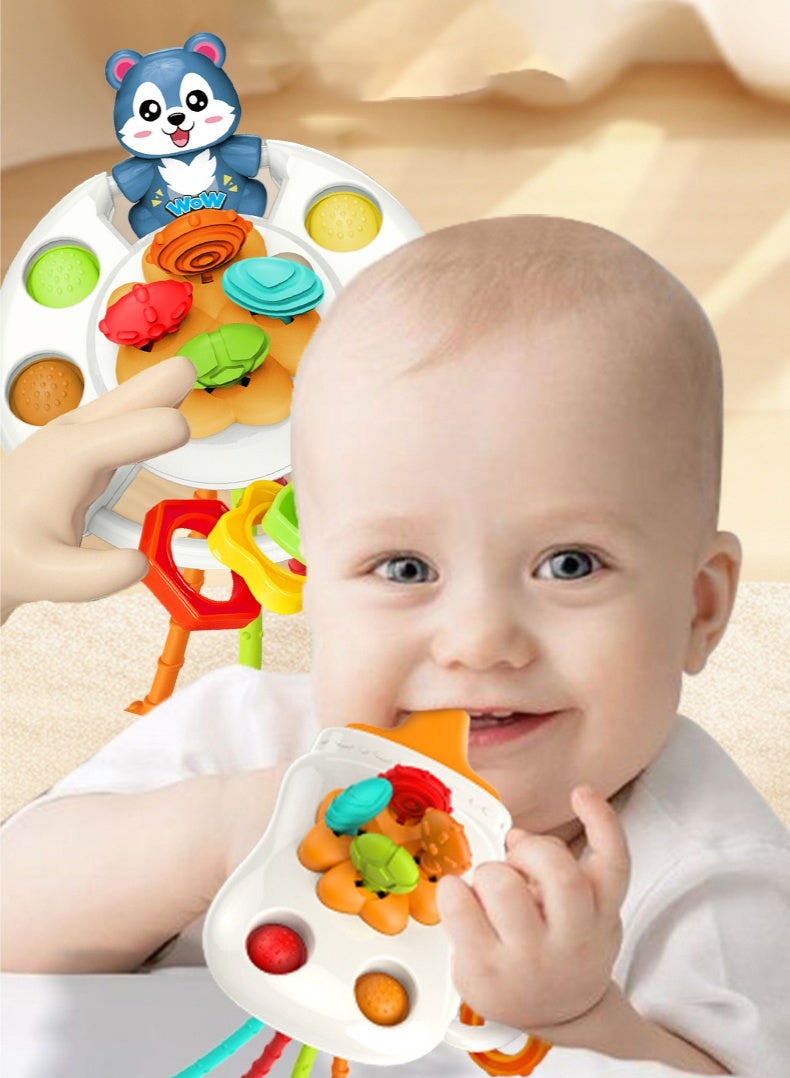 Haidue 7PCS Baby Sensory Toys 6-12-18 Months,Square-Shaped Sesselle (Including 6 Shaped Accessories), 6 Textured Sensory Soft Rubber Balls,  Bottle + Brown Bear Dual-Style Lala, Whistle Changing Water Bird, Alphanum-Based Stacking Cups, Gyroscopic Spin, All In One Stop To Meet The Play Needs Of Babies Aged 0-3, Infant Bath Time Fun, Learning Toddler Toys(Random Color) - Image 2