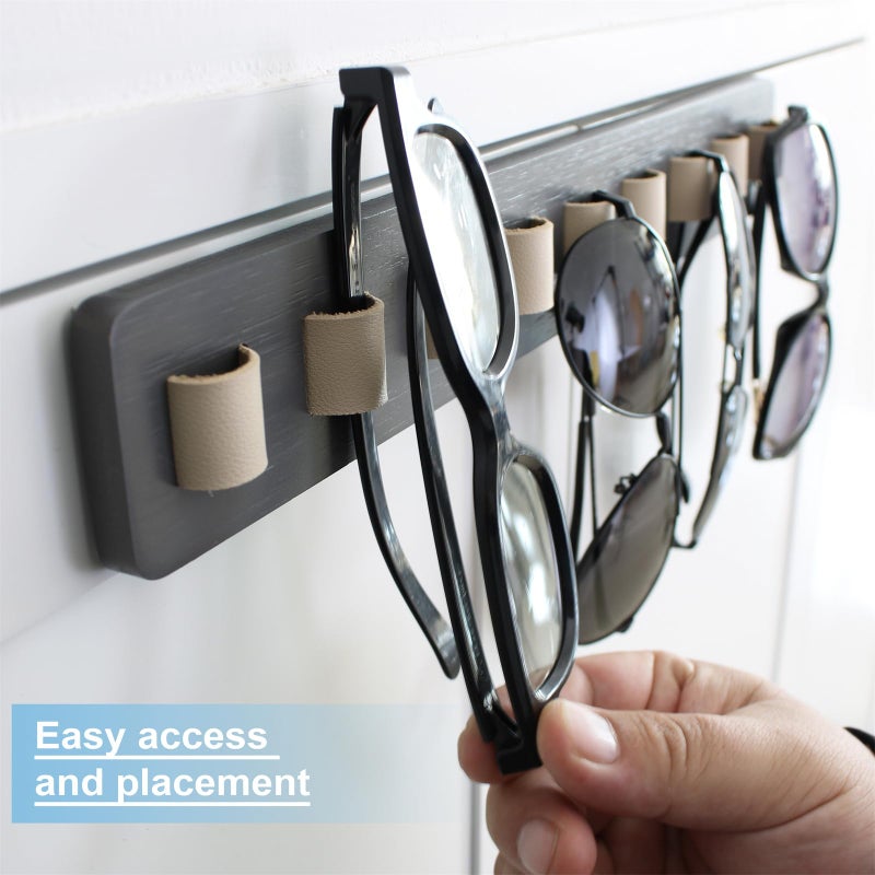 FINDAMAZE FINDAMAZE Sunglasses Organizer Wall Mounted Wood Sunglass Holder for Home Glasses Holder/Sunglasses Rack,Home Decor (Gray-1pcs-long)  - Image 3