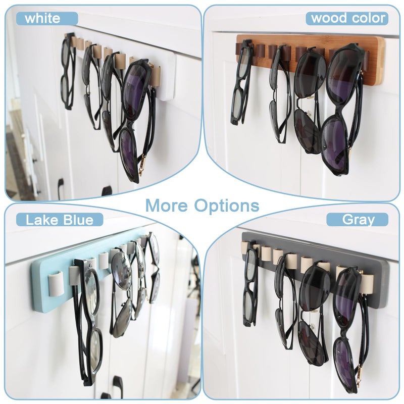 FINDAMAZE FINDAMAZE Sunglasses Organizer Wall Mounted Wood Sunglass Holder for Home Glasses Holder/Sunglasses Rack,Home Decor (Gray-1pcs-long)  - Image 2