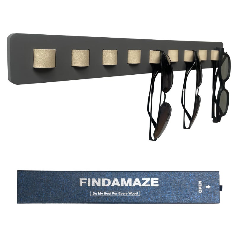 FINDAMAZE FINDAMAZE Sunglasses Organizer Wall Mounted Wood Sunglass Holder for Home Glasses Holder/Sunglasses Rack,Home Decor (Gray-1pcs-long)  - Image 1