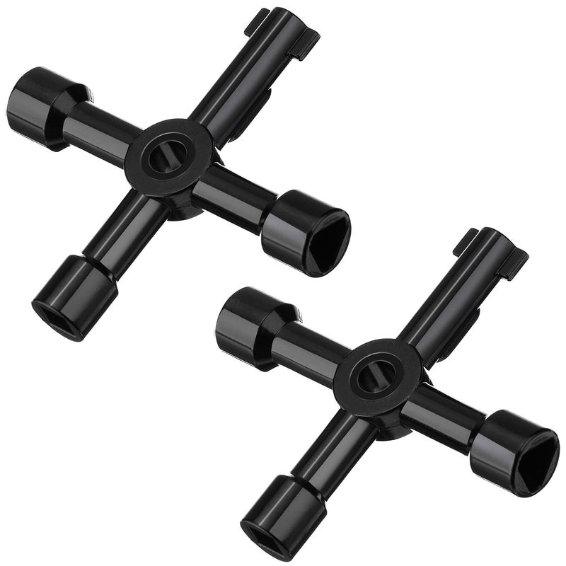 Shappy 2 Pack Electric Cabinet Panel Keys Gas Meter Water Sillcock Utility 4 Way Keys Multifunctional Black