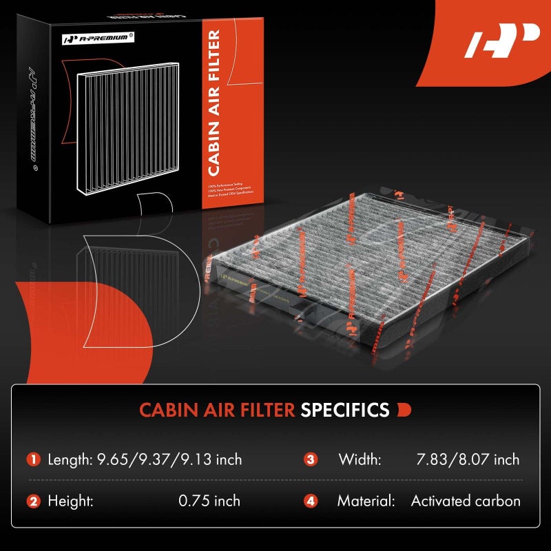A-Premium Cabin Air Filter with Activated Carbon Compatible with Chevrolet Aveo 2004-2011, Aveo5 2006-2011 & Pontiac G3 2009-2010, G3 Wave 2009, Wave 2005-2008, Wave5 2005-2007, Replace# 96435888 - Image 2