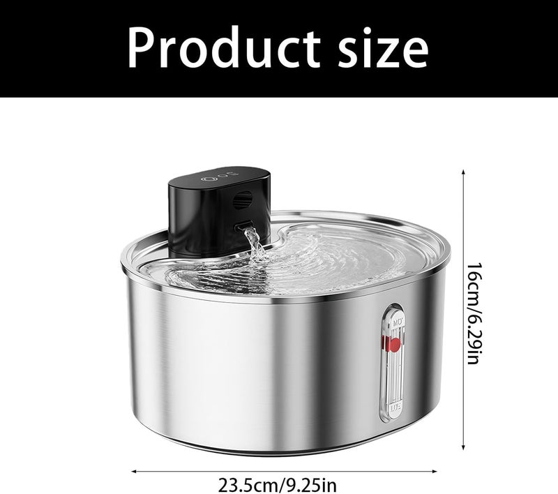 Automatic Stainless Steel Pet Water Dispenser USB Power Operations Large Capacity Motion Sensing Pet Water Dispenser - Image 5