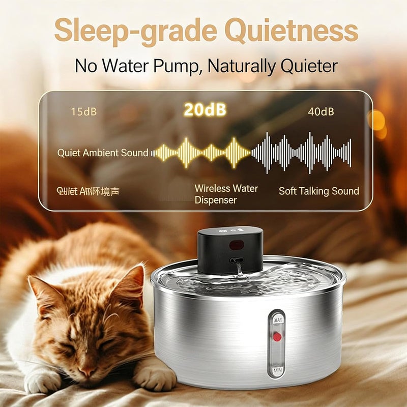 Automatic Stainless Steel Pet Water Dispenser USB Power Operations Large Capacity Motion Sensing Pet Water Dispenser - Image 2