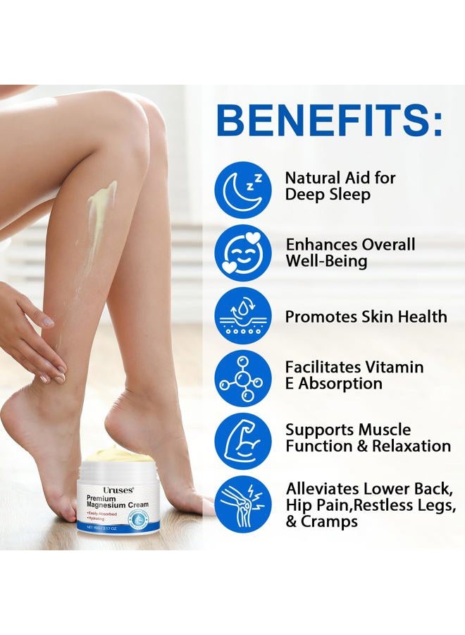 Uruses Magnesium Cream, Magnesium Lotion, Highly Concentrated Magnesium for Legs, Muscles and Joints, Magnesium Oil Cream with Pure Magnesium by Zechstein, Magnesium Chloride - Image 3
