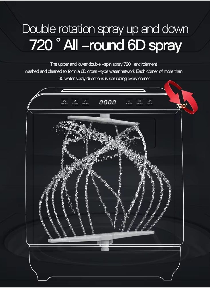 ET-LIFE Countertop Dishwasher, Installation-Free Automatic Dishwasher, 4 Programs, High Temp Disinfection and Hot Air Drying for 6 People  - Image 5