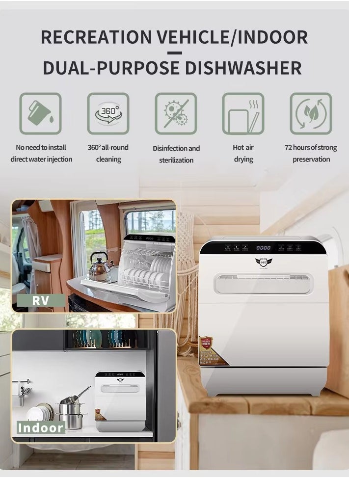 ET-LIFE Countertop Dishwasher, Installation-Free Automatic Dishwasher, 4 Programs, High Temp Disinfection and Hot Air Drying for 6 People  - Image 3