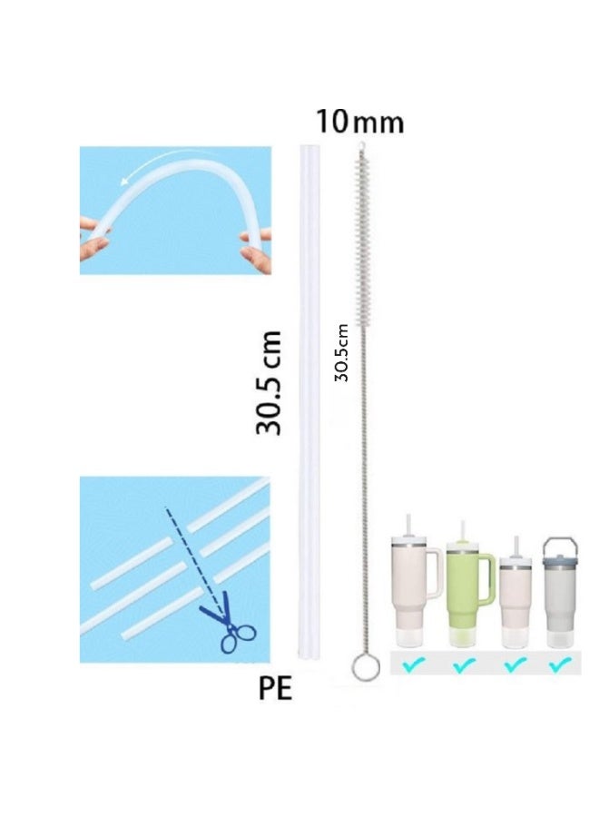 اس تي ان طقم قابل لإعادة الاستخدام من ماصة واحدة وفرشاة واحدة لملحقات أكواب ستانلي 30 أونصة/40 أونصة - ماصة بديلة وفرشاة تنظيف، خالٍ من مادة BPA، صديق للبيئة، يناسب أكواب ستانلي كوينشر - شفاف - Image 2