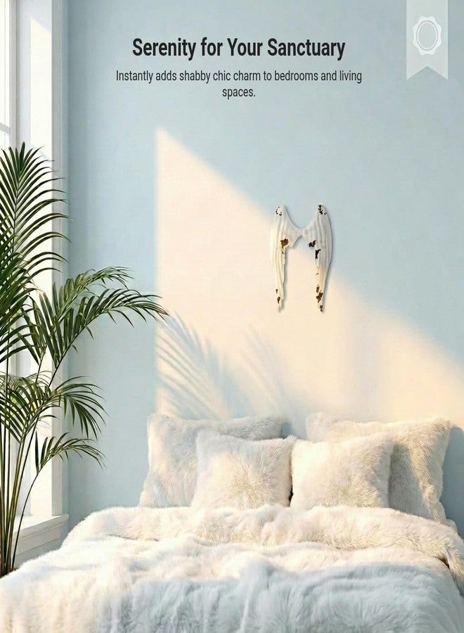 The Bridge Collection ديكور جداري على شكل أجنحة ملاك معدنية ريفية - ديكور مطبخ ريفي - جدار، مطبخ، جدار مطبخ، ديكور شابي شيك - فن جداري معدني - لمسات جدارية - ديكور داخلي وخارجي (متوسط 13 بوصة ارتفاع) - Image 5