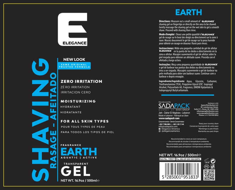 E Elegance Barber Accessories - Transparent Shaving Gel For Men Or Women, Aquatic/Acive Earth Fragrance - The Ultimate Shaving Solution For A Smooth, Irritation-Free Experience, 16,9 Oz - Image 2