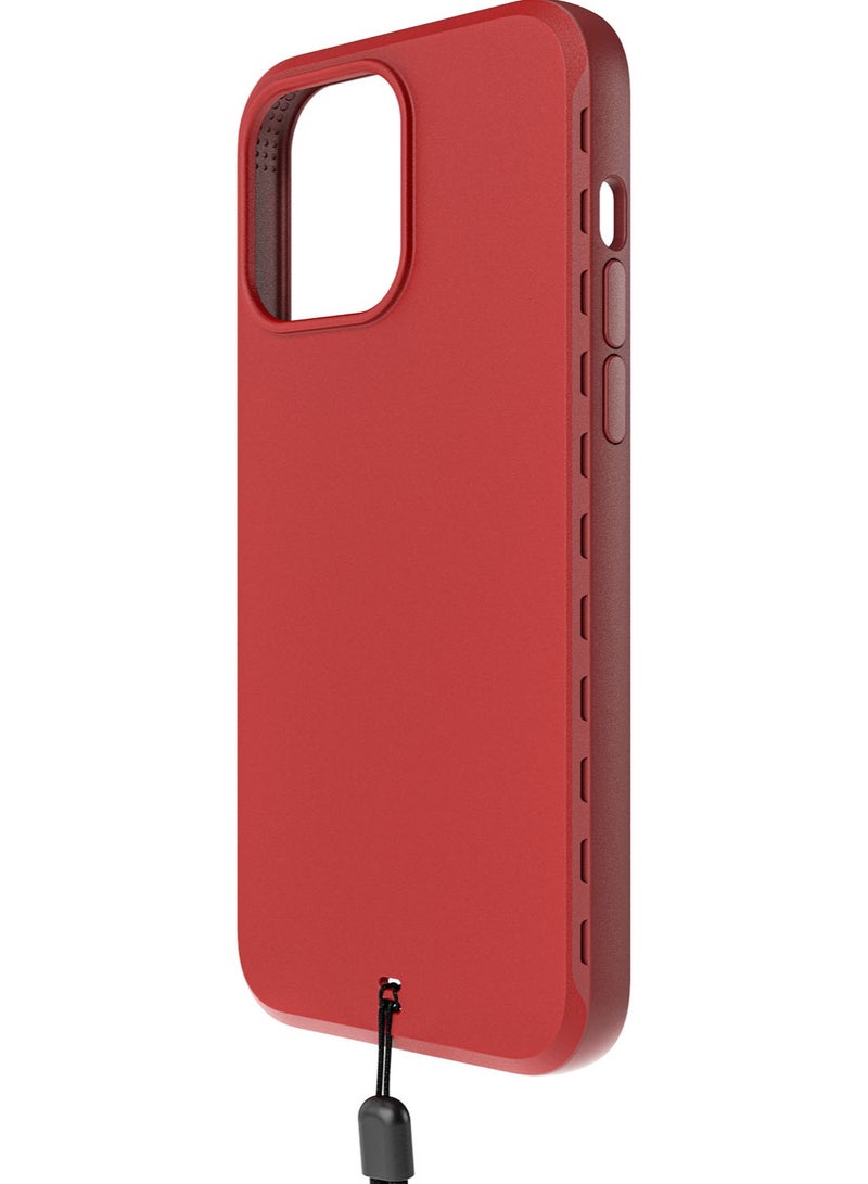Bodyguardz Paradigm Pro for iPhone 15 Pro MAX Case Cover compatible with MagSafe with Lanyard - Deep Red - Image 1