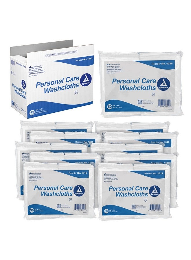 Dynarex Personal Cleansing Washcloths - 10 x 13" Disposable Dry Wipes for Baby & Adults, Makeup Remover, Soft, Absorbent, Single Use - 50 Wipes/Pack, 10 Packs/Case - Image 1