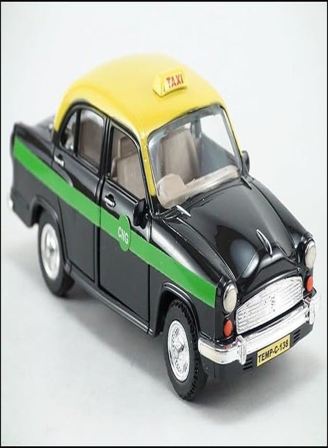 Funkartt Kid Queen 70 Taxi Mumbai Toy Car Model Fiat Door Openable, Pullback, Black - Image 4