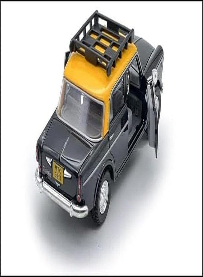 Funkartt Kid Queen 70 Taxi Mumbai Toy Car Model Fiat Door Openable, Pullback, Black - Image 3