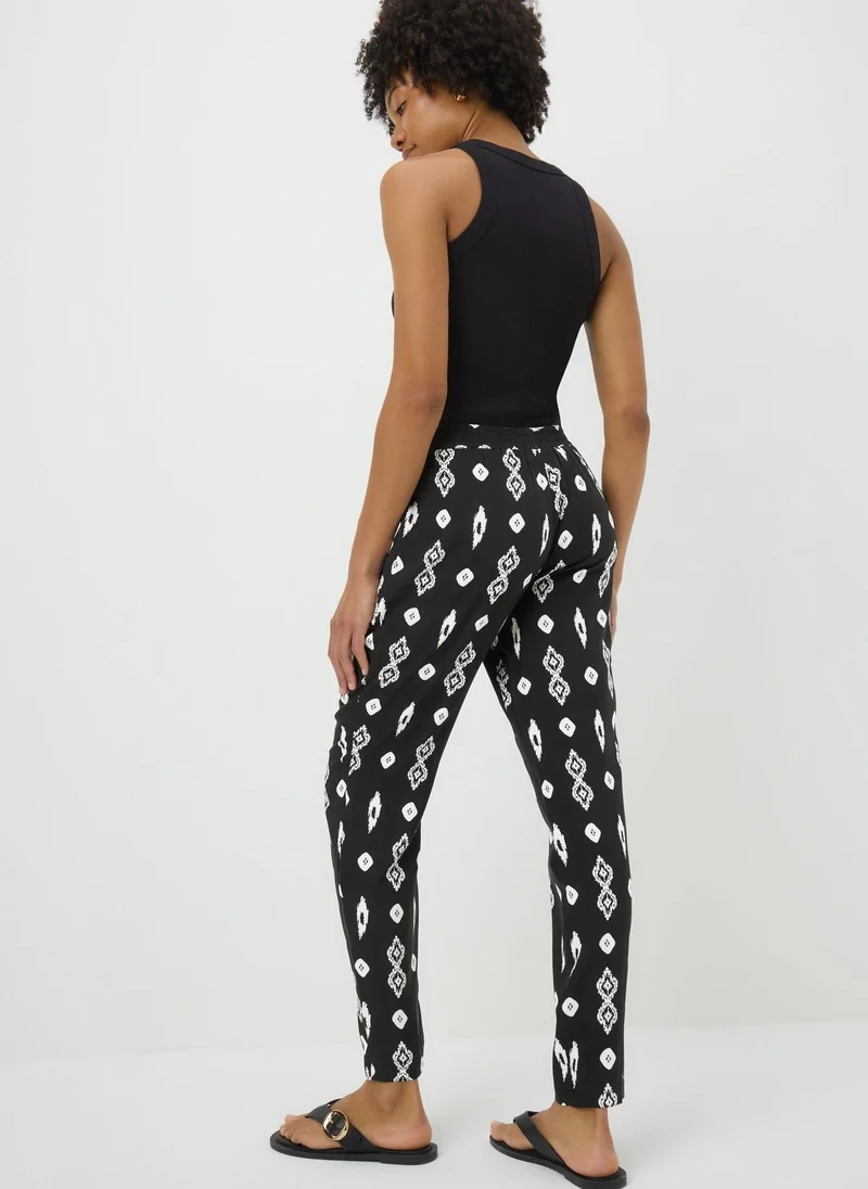 Matalan Black Monochrome Print Tapered Trousers