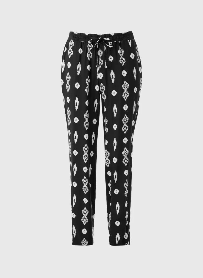 Matalan Black Monochrome Print Tapered Trousers
