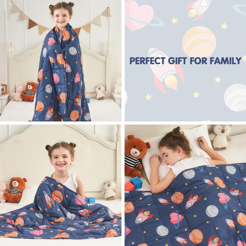 yescool Weighted Blanket 5 Pounds Cooling Weighted Lap Blanket, Space Plane Heavy Blankets for Sleeping, Breathable Weighted Throw Blanket for 40-60lbs, 36"x48" - Image 5
