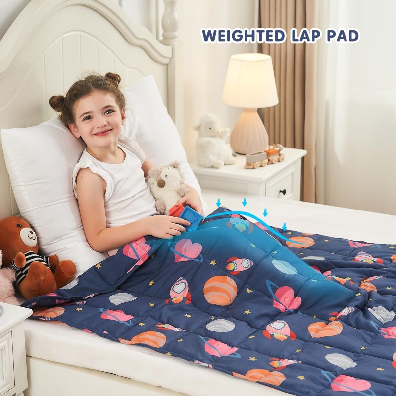 yescool Weighted Blanket 5 Pounds Cooling Weighted Lap Blanket, Space Plane Heavy Blankets for Sleeping, Breathable Weighted Throw Blanket for 40-60lbs, 36"x48" - Image 3