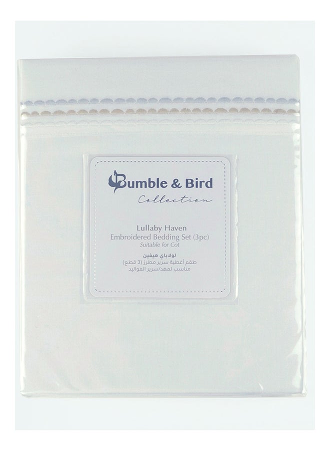 Bumble & Bird Bumble & Bird - Embroidered Baby Bedding Set For Convertible Bed - 3pcs - Beige  - Image 2