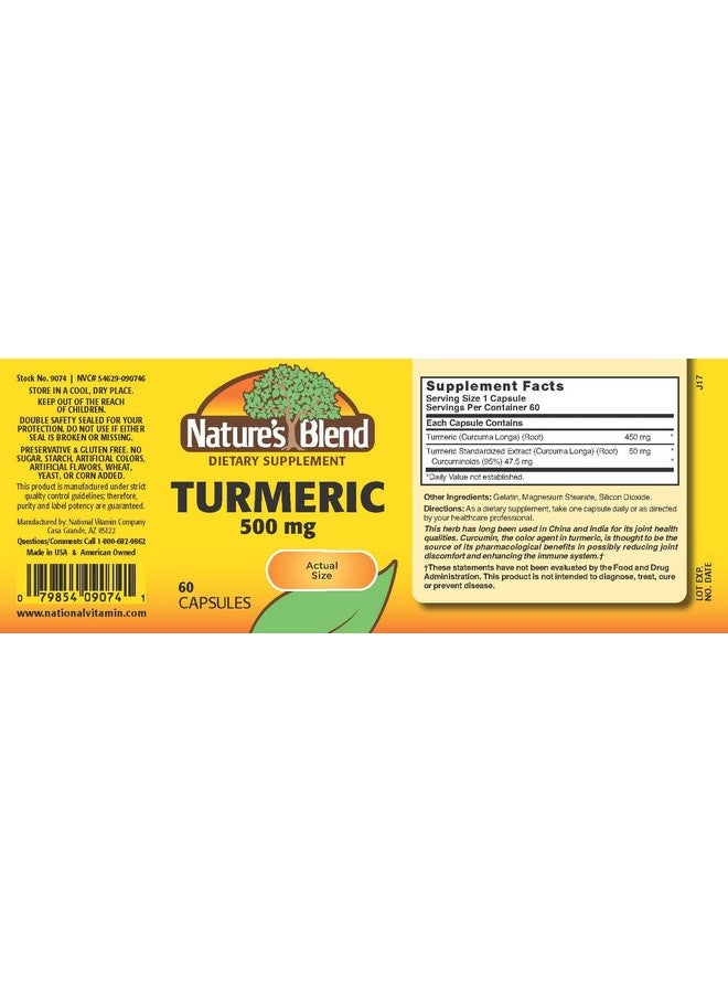 Nature's Blend Turmeric 500 mg 60 Capsules - Image 2