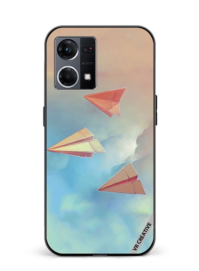 VR CREATIVE Protective Case Cover For Oppo Reno8 4G Paper Plane Design  Multicolour - Image 1